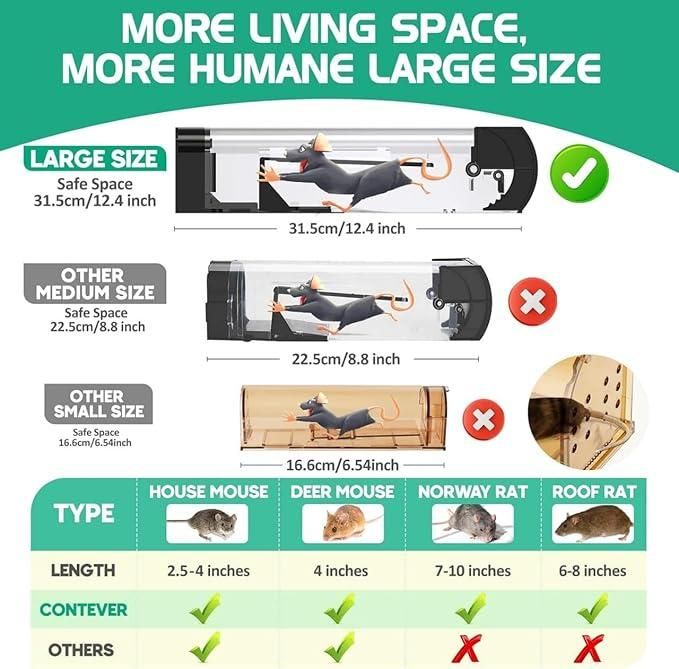 Smart Self-locking Mousetrap Safe Firm Transparent Household